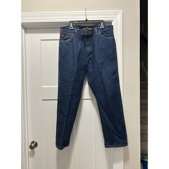 Wrangler Men's FR Flame Resistant Relaxed Fit Denim Blue Jeans Arc 23.8 38 X 30 - Picture 1 of 8
